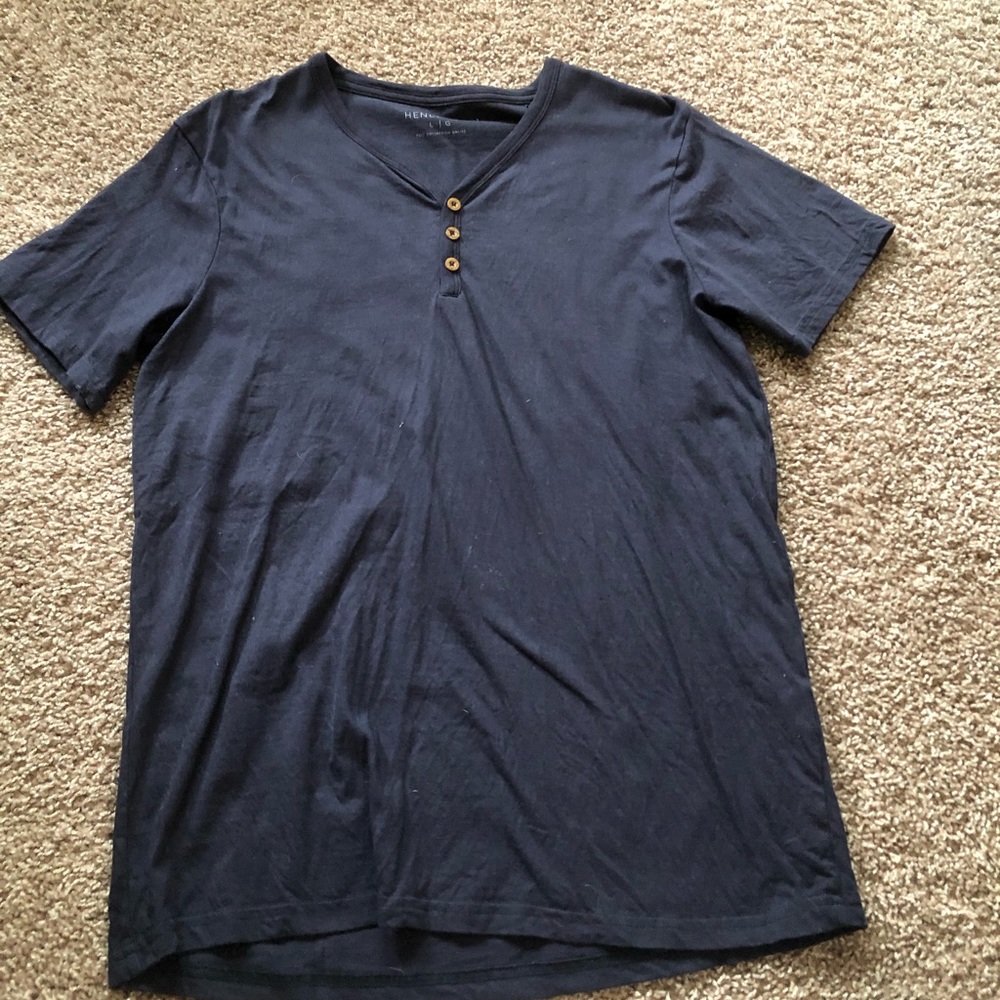 Blue cotton button up men’s tshirt